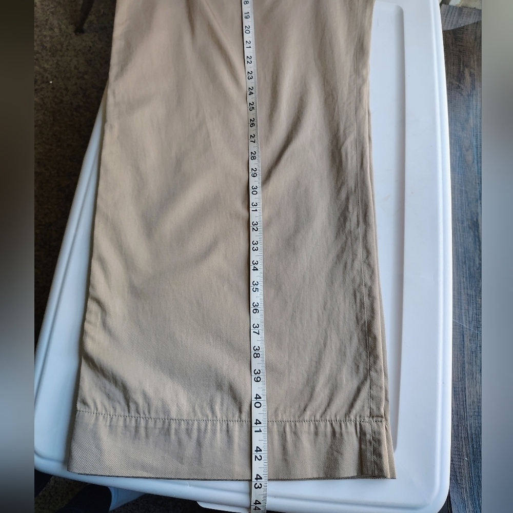 Club Monaco Pleated Cotton Twill Wide Leg high-rise khaki trousers sz 12. - Picture 10 of 17